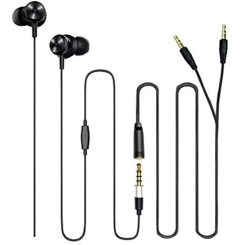 Bluedio Wired Earbud with Mic, in-Ear Headphones Wired with Extended 3.5mm Y-Type Audio Cable, Noise Cancelling Earphones for All 3.5mm Interface Device/Android and iOS Smartphones/PC Laptops Gaming