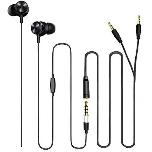 Bluedio Wired Earbud with Mic, in-Ear Headphones Wired with Extended 3.5mm Y-Type Audio Cable, Noise Cancelling Earphones for All 3.5mm Interface Device/Android and iOS Smartphones/PC Laptops Gaming