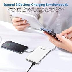 Portable Charger with Built in Cable, Metecsmart Portable Charger for iPhone, 10000mah Power Bank, iPhone Charger Portable, Type C Battery Pack Charger, USB C Cell Phone Charger Portable