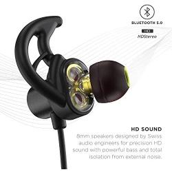 Phaiser BHS-790 Bluetooth Headphones with Dual Graphene Drivers and AptX Bluetooth 5.0 Sport Headset with Mic - Wireless Earbuds for Running - Sweatproof, Blackout