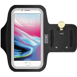 EDX Running Armband Phone Holder for Men & Women, with and Without LED, Compatible with iPhone and Galaxy Smartphones, Black