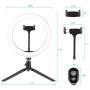 Cliusnra LED Selfie Ring Light: 10.2" Small Tripod Stand Phone Holder Kit YouTube Video iPhone Ipad Photography Photo Vlog Makeup Dimmable Warm/White/Natural O-Light for Desk Floor Large USB Halo Lamp