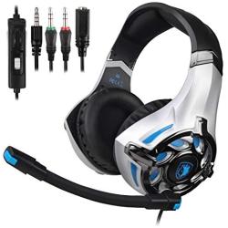 SADES Stereo Gaming Headset for PS4, Xbox One, Nintendo Switch, PC, PS3, Mac, Laptop, Over Ear Headphones PS4 Headset Xbox One Headset with Surround Sound, LED Light & Noise Canceling Microphone