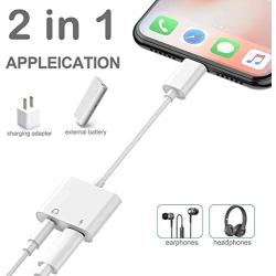 for iPhone Headphone Jack Adapter Dual Ports Dongle Charger Jack & AUX Cord car Audio 3.5 mm Earphone Accessory for iPhone SE/11/11pro/11pro/Max/X/XS/XR/8/ 8Plus/ 7/7 Plus Support All iOS System