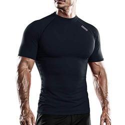 DRSKIN Mens Compression Cool Dry Sports Short Sleeve Shirt Baselayer T-Shirt Athletic Running Rashguard