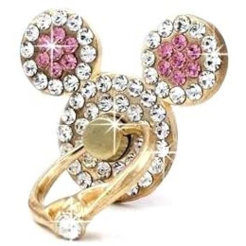 AccessoryHappy Mickey Ears Ring Stand, Rhinestone Crystal Bling Diamond 360° Rotation Cell Phone Stent Holder Grip Kickstand Compatible with iPhone 7 7 Plus iPhone 8 8 Plus 6S 6 Galaxy S7 S8 (Pink)