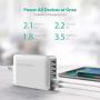USB Charger RAVPower 60W 12A 6-Port Desktop USB Charging Station with iSmart Multiple Port, Compatible iPhone SE 11 Pro Max XS XR X iPad Pro Air Mini Galaxy S10 Note 10 Tablet and More (Grey White)