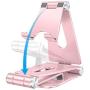 Foldable Cell Phone Stand, OMOTON Adjustable Aluminum Desktop Phone Holder Cradle Dock Compatible with iPhone Se 2/11 Pro Max/11 Pro/11, Samsung Note 10 Plus/S20 and Other Devices (4-9.7"), Rose Gold