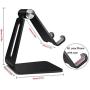 POKANIC Cell Phone Stand Dock Holder Cradle Mount Organizer Charger StationTable, Desktop Bed Office School Kitchen Travel Foldable Portable Adjustable, Multi-Angle Aluminum Non-Slip, Kids (Black)