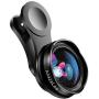 Phone Camera Lens for iPhone and Android, Wide Angle & Macro Lens (Screwed Together) Cell Phone Lens for iPhone X XR XS Max 8 7 6S Plus Samsung S9 S8 and Android Phone (Black)