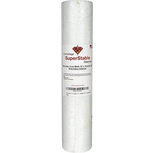 Tear Away Stabilizer White 1.5 oz 12 inch x 10 Yard Roll. SuperStable Embroidery Stabilizer Backing