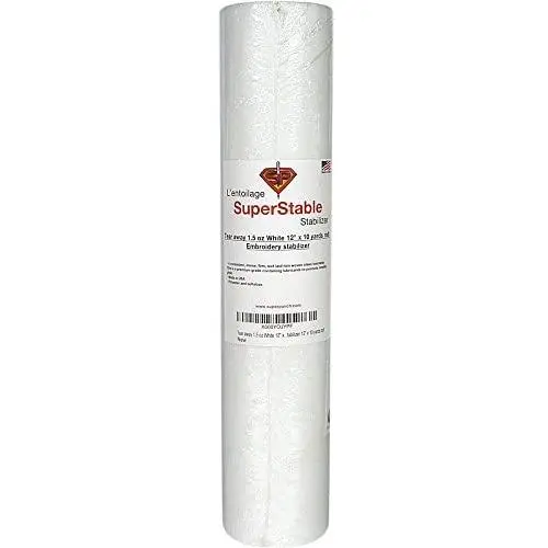 Tear Away Stabilizer White 1.5 oz 12 inch x 10 Yard Roll. SuperStable Embroidery Stabilizer Backing Tear Away Stabilizer White 1.5 oz 12 inch x 10 Yard Roll. SuperStable Embroidery Stabilizer Backing