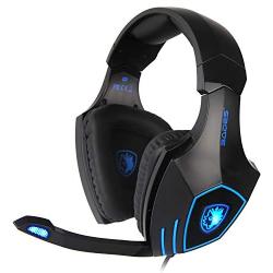 SADES SA819GT Gaming Headset for PC, MAC, PS4, Xbox ONE, Nintendo Switch, 3.5mm Surround Stereo Wired Gaming Headset, Over Ear Headphones with Mic Revolution Volume Control, Noise Canceling LED Light