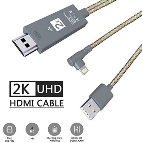 PINYUAN Compatible with iPhone iPad to HDMI Adapter Cable, 1080P Digital AV HDMI Adaptor Connector Cord for iPhone Xs Max XR X 8 7 8 Plus iPad Pro - No Delay, No Stuttering