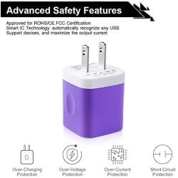 USB Wall Charger, Charger Block, Dual Charger Plug, Dual USB Charger 4-Pack 2.1A/5V Charging Box Base Compatible with iPhone 11/11 Pro Max/Xs Max/Xs/XR/X/8/7/6 Plus/5S/4S, Samsung Galaxy, LG, Kindle