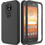 AMENQ Motorola E5 Supra case, Moto E5 Plus Case 3 in 1 Hybrid Heavy Duty Shockproof with Rugged Hard PC and TPU Bumper Protective Armor Phone Cover for Motorola Moto E Plus (5th Gen) 2018 (Black)