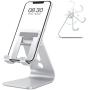 Cell Phone Stand Adjustable, OMOTON Aluminum Desktop Phone Holder Cradle Dock Compatible with All Smartphone iPhone 11 Pro Max Xs Xr X 8 7 6 6s Plus 5 5s 5c, Silver