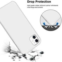 Anuck iPhone 11 Case, Anti-Slip Liquid Silicone Gel Rubber Bumper Case with Soft Microfiber Lining Cushion Slim Hard Shell Shockproof Protective Case Cover for Apple iPhone 11 6.1" 2019 - White