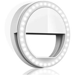 QIAYA Selfie Ring Light for Phone Camera Photography Video, BatteryPowered Clip White