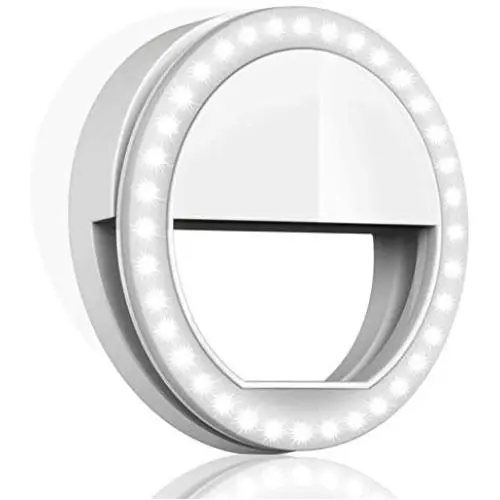 QIAYA Selfie Ring Light for Phone Camera Photography Video, BatteryPowered Clip White QIAYA Selfie Ring Light for Phone Camera Photography Video, BatteryPowered Clip White