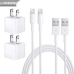 iPhone Charger, iPhone Charger MFi Certified Lightning Cable to USB Fast Charging Data Sync Transfer Cable with 2Pack USB Wall Charger Travel Plug Compatible iPhone 11/Pro/Xs Max/XR/X/8/8Plus and More