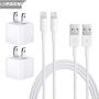iPhone Charger, iPhone Charger MFi Certified Lightning Cable to USB Fast Charging Data Sync Transfer Cable with 2Pack USB Wall Charger Travel Plug Compatible iPhone 11/Pro/Xs Max/XR/X/8/8Plus and More