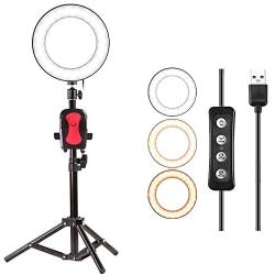 8" Selfie Ring Light with Tripod Stand for YouTube Video and Makeup,Natwag Led Desktop Ring Light,Cell Phone Holder Desktop LED Lamp Mini LED Camera Light with 3 Light Modes & 11 Brightness Level.