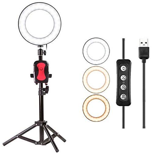 8" Selfie Ring Light with Tripod Stand for YouTube Video and Makeup,Natwag Led Desktop Ring Light,Cell Phone Holder Desktop LED Lamp Mini LED Camera Light with 3 Light Modes & 11 Brightness Level.