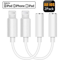 [Apple MFi Certified] Lightning to 3.5mm Headphone Jack Adapter, 2 Packs of iPhone Dongle Earplug Jack Aux Connector Cable, Compatible with iPhone 7/7 Plus/8/8 Plus/X/Xs/Xs Max/XR 11 Support iOS 13