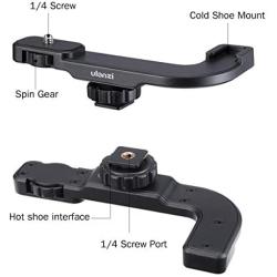 ULANZI PT-8 On Camera Vlog Cold Shoe Bracket Microphone Extension Bar Plate for Mic LED Video Light w Cold Shoe for Sony Nikon Canon DSLR Cameras iPhone Samsung Smartphone Vlogging Setup Accessories