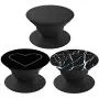 Cell Phones and Tablets Stand (3 Pack) - Black White Heart Marble