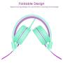 NIVAVA K8 Kids Headphones for Children Boys Girls Teens Wired Foldable Lightweight Stereo On Ear Headset for iPad Cellphones Computer MP3/4 Kindle Airplane School(Green/Purple)