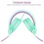 NIVAVA K8 Kids Headphones for Children Boys Girls Teens Wired Foldable Lightweight Stereo On Ear Headset for iPad Cellphones Computer MP3/4 Kindle Airplane School(Green/Purple)