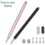 Universal Disc Stylus Pens, 2 in 1 Capacitive Stylist Pens for All Capacitive Touch Screens Cell Phones, iPad, Tablet, Laptops with 6 Replacement Tips by Molichang (2 Pcs) (Black/Rose Gold)