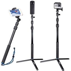 Smatree Telescoping Selfie Stick Compatible for GoPro Max/Hero 8/7/6/5/4/3+/3/Session/GOPRO Hero(2018)/Ricoh Theta S/V/Samsung Gear360/YI 4K