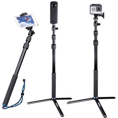 Smatree Telescoping Selfie Stick Compatible for GoPro Max/Hero 8/7/6/5/4/3+/3/Session/GOPRO Hero(2018)/Ricoh Theta S/V/Samsung Gear360/YI 4K