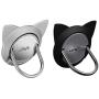 Cat Shaped Finger Ring for Magnetic Car Mount, Metal Phone Ring Holder for Magnet Air Vent Car Mount, 360 Degree Cat Ring Stand Compatible for iPhone Xs Max/XR/XS (2 Pack, Black/Silver)