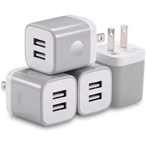 USB Wall Charger, X-EDITION 4-Pack 10.5W/2.1A Universal 2-Port USB Wall Plug Power Adapter for Phone X, 8/8 Plus 7/7 Plus, 6/6 Plus 6S, Pad, Samsung Galaxy S5 S6 S7 Edge, Nexus, LG (Gray) USB Wall Charger, X-EDITION 4-Pack 10.5W/2.1A Universal 2-Port USB Wall Plug Power Adapter for Phone X, 8/8 Plus 7/7 Plus, 6/6 Plus 6S, Pad, Samsung Galaxy S5 S6 S7 Edge, Nexus, LG (Gray)