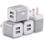 USB Wall Charger, X-EDITION 4-Pack 10.5W/2.1A Universal 2-Port USB Wall Plug Power Adapter for Phone X, 8/8 Plus 7/7 Plus, 6/6 Plus 6S, Pad, Samsung Galaxy S5 S6 S7 Edge, Nexus, LG (Gray)