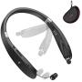 Bluetooth Headphones, Mpow Wings Foldable Wireless Neckband Headset W/Retractable Earbuds, V5.0 Bluetooth Headset Neckband, 20H Playtime, cVc6.0 Noise Cancelling Mic, Carry Case for Home Office, Black