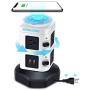 Surge Protector Tower GLCON Power Strip Tower Fast Wireless Charger + 4 USB 5V/5A Ports + 3000W 13A 6 Outlet Plugs + Charging Tower with 6ft Long Extension Cord for Home Office