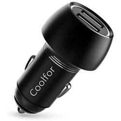 Fast USB Car Charger Adapter, COOLFOR Quick Charge 3.0 36W Aluminum Car Charger Compatible with iPhone Xs/XS Max/XR/X/8/7,iPad Pro/Air 2,Samsung Galaxy S9/S8/S7/S6 Edge,Google Pixel,LG and More,Black