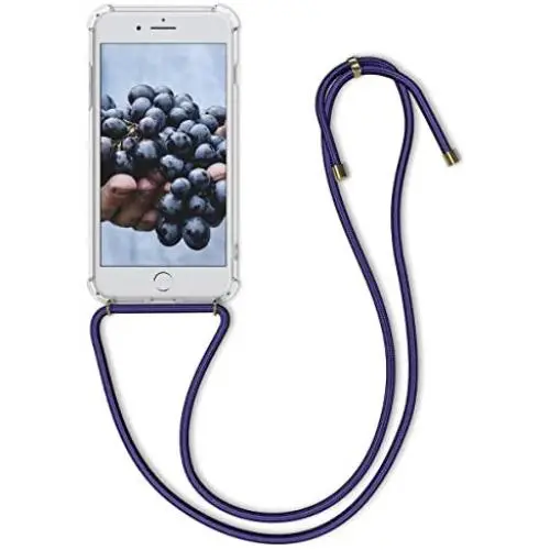 kwmobile Crossbody Case Compatible with Apple iPhone 7 Plus / 8 Plus - Clear Transparent TPU Cell Phone Cover with Neck Cord Lanyard Strap - Transparent/Blue kwmobile Crossbody Case Compatible with Apple iPhone 7 Plus / 8 Plus - Clear Transparent TPU Cell Phone Cover with Neck Cord Lanyard Strap - Transparent/Blue