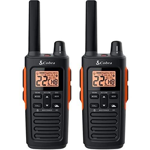 Cobra RX680 2 Watt Rugged Walkie Talkies - Waterproof & Dustproof, Rechargeable, Long Range up to 38-Mile Two Way Radio with NOAA Weather Alert & VOX (2 Pack)
