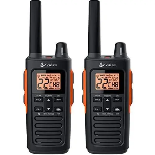 Cobra RX680 2 Watt Rugged Walkie Talkies - Waterproof & Dustproof, Rechargeable, Long Range up to 38-Mile Two Way Radio with NOAA Weather Alert & VOX (2 Pack) Cobra RX680 2 Watt Rugged Walkie Talkies - Waterproof & Dustproof, Rechargeable, Long Range up to 38-Mile Two Way Radio with NOAA Weather Alert & VOX (2 Pack)