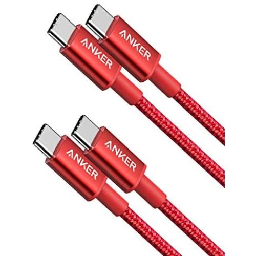 USB C Cable, Anker 2 Pack New Nylon USB C to USB C Cable (3.3ft 60W), PD Type C Charging Cable for MacBook Pro 2020, iPad Pro, Galaxy S20, Switch, Pixel, LG and Other USB C Charger Red