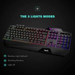 Havit Keyboard Rainbow Backlit Wired Gaming Keyboard Mouse Combo, LED 104 Keys USB Ergonomic Wrist Rest Keyboard, 4800 Dots Per Inch 6 Button RGB Mouse for Windows Gamer Desktop, Computer (Black)