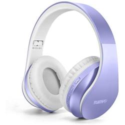 Bluetooth Headphones,Tuinyo Wireless Headphones Over Ear with Microphone, Foldable & Lightweight Stereo Wireless Headset for Travel Work TV PC Cellphon-Purple