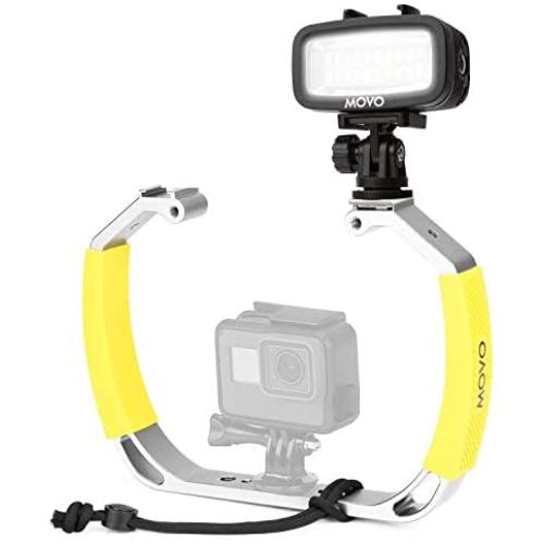 Movo XL Diving Rig Bundle with Waterproof LED Light - Compatible with GoPro HERO3, HERO4, HERO5, HERO6, HERO7, HERO8, Max, Session, and Waterproof Action Cam - Scuba Accessories for Underwater Camera