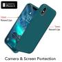 OuXul Case for iPhone X/iPhone Xs 5.8 inch Liquid Silicone Gel Rubber Phone Case, Full Body Slim Soft Microfiber Lining Cushion Shockproof Protective Case (Blackish Green)